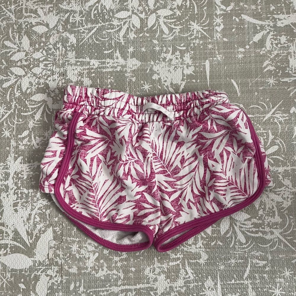 GAP White Shorts with Pink Leaf Print and Pink Trim